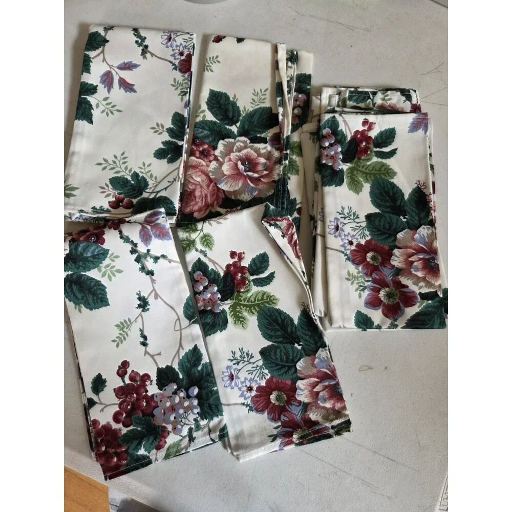 VTG NEW 8 waverly cloth napkins custom Fabric Floral Grapes Cottagecore Classic - Picture 1 of 6